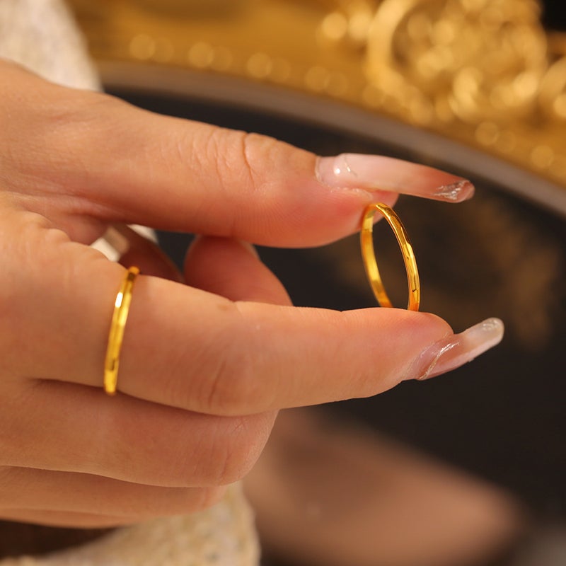 Vintage Cool Style Glossy Ring Women'S Ins Style Fashionable Internet Celebrity Elegant Titanium Steel 18K Gold Plated Finger Ring - Image 4